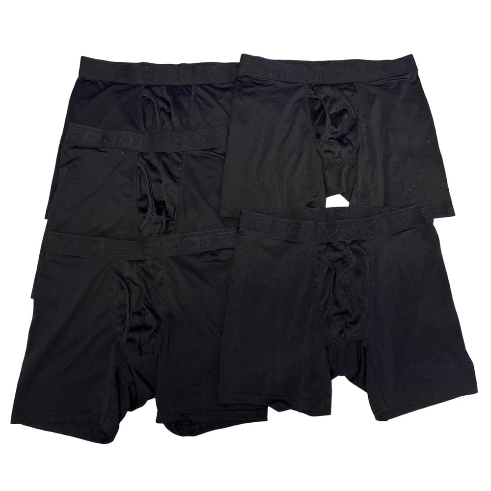 AND1 Men's Black Performance Boxer Briefs 5 Pack Size Medium